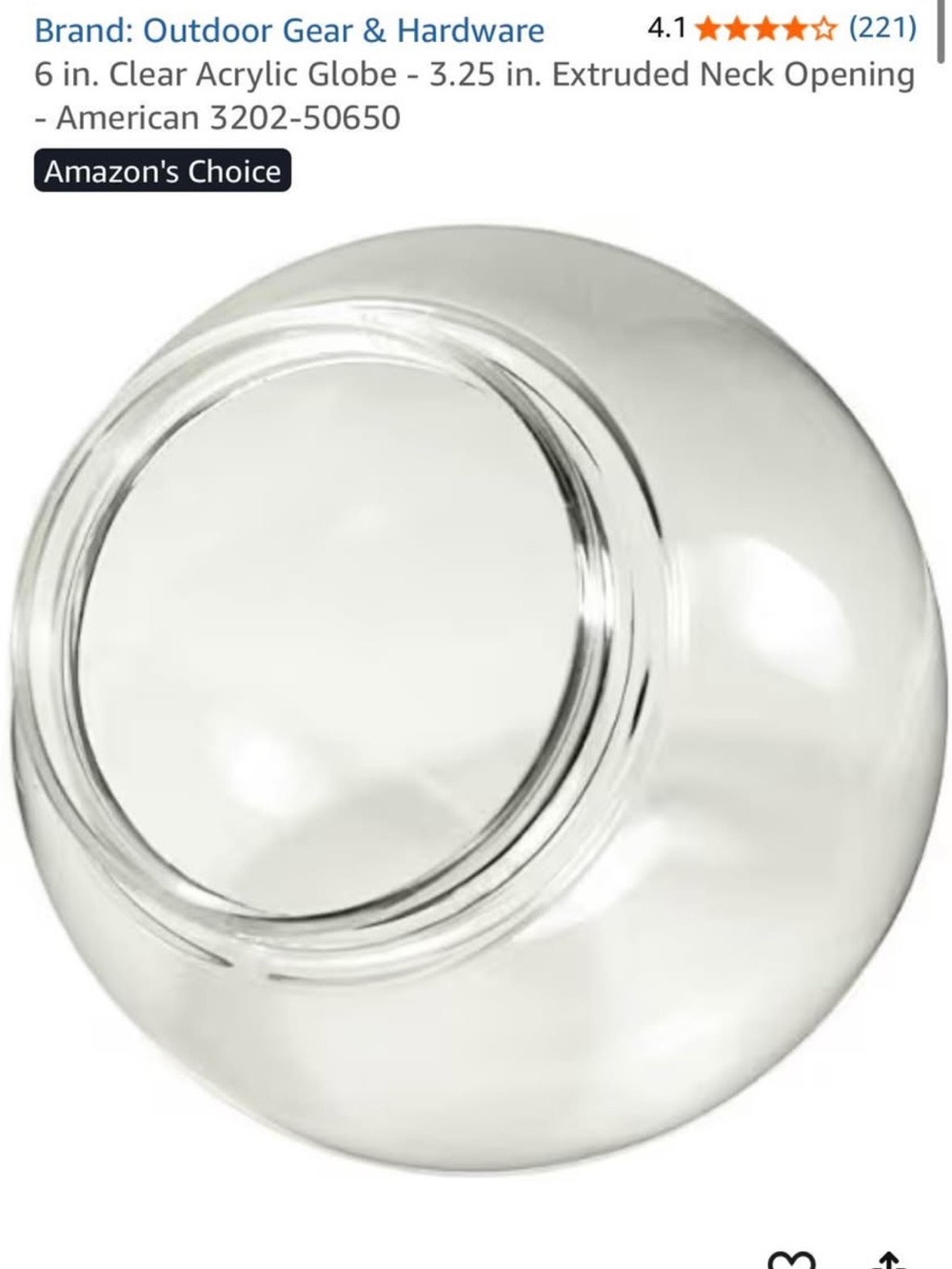 Clear Acrylic Globe Light Shade - Round Globe